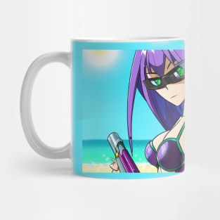 Anime Girl with Purple Hair at the Beach Mug